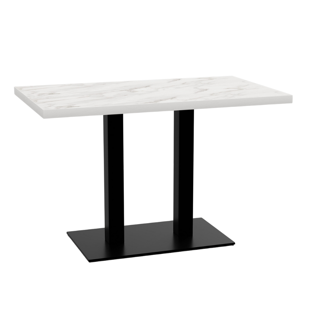 Stół bistro 120x70 cm | biały marmur | żeliwna rama