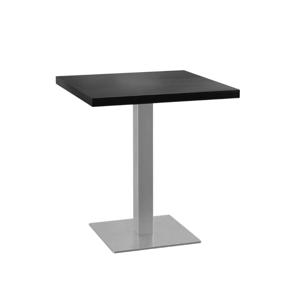 Stół bistro 70x70 cm | wygląd ciemnego drewna | rama ze stali nierdzewnej